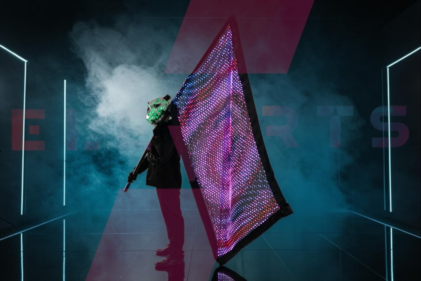 LED flag lit in colour — video coming soon