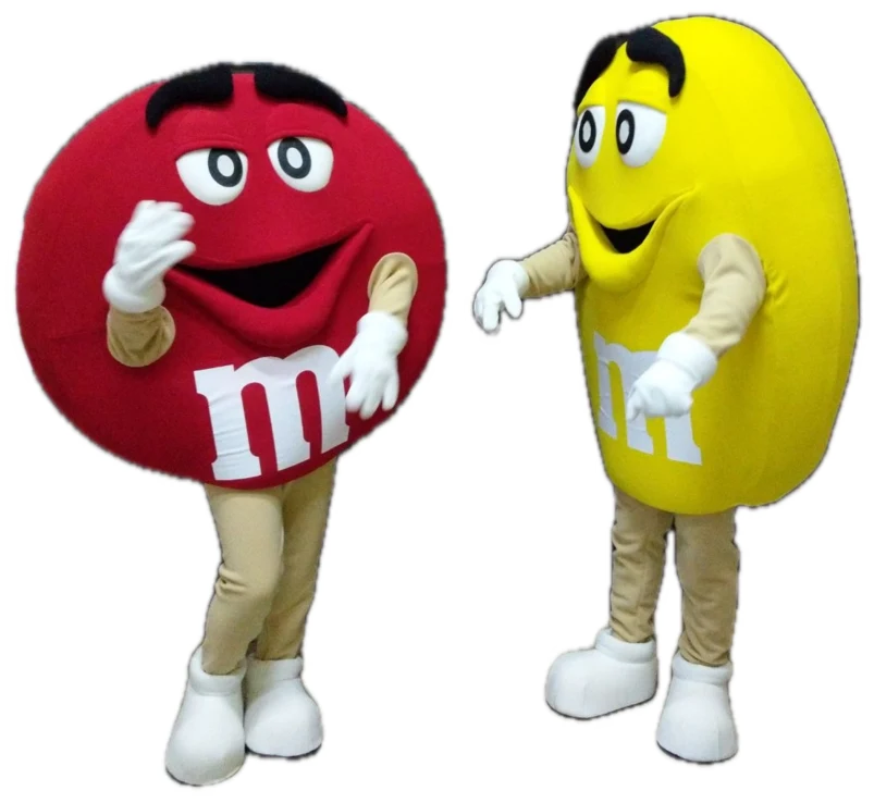 Mascote bomboane, una roșie și una galbenă