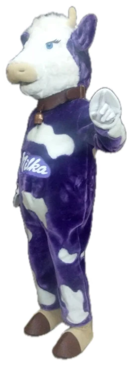 Mascotă vacă mov cu pete albe